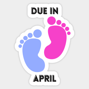 Due in April Mom to Be Baby Footprint Sticker